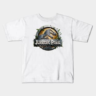 Jurrasic Park logo engraved in stone Kids T-Shirt